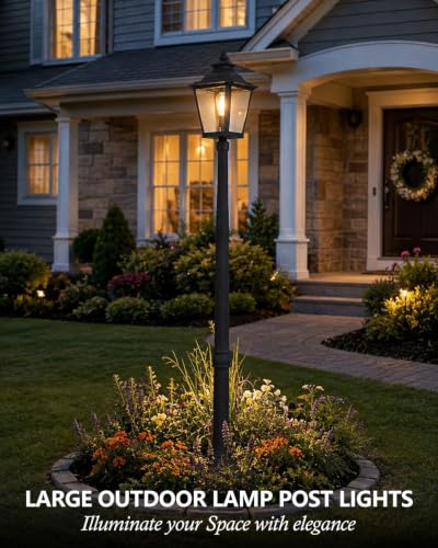 Large Outdoor Lamp Post Light with Warm Bulb (92" - Warm Bulb)