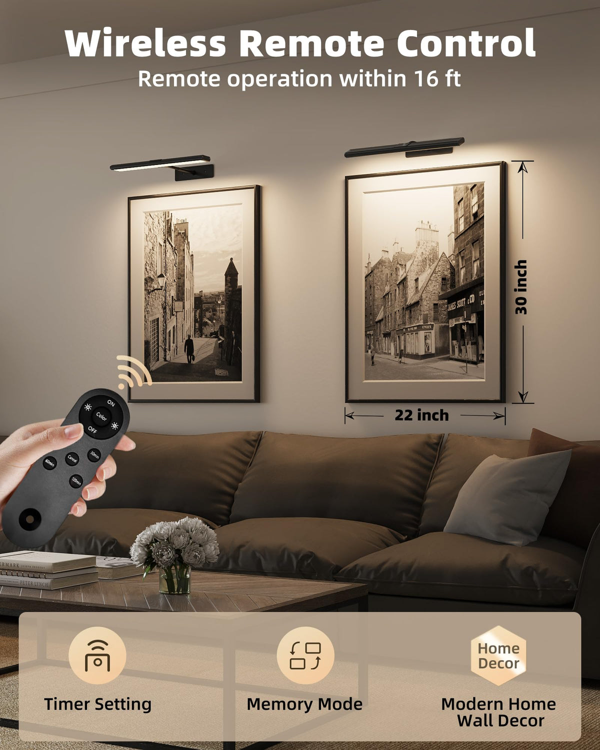 Picture Light for Wall (RGB-Black / 16inch)