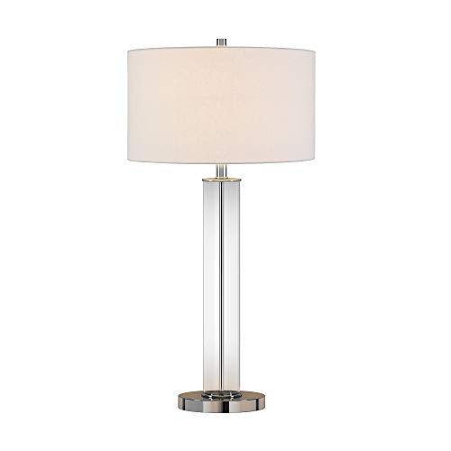 Harlow 29" Tall Table Lamp with Fabric Shade in Clear Glass (Polished Nickel)