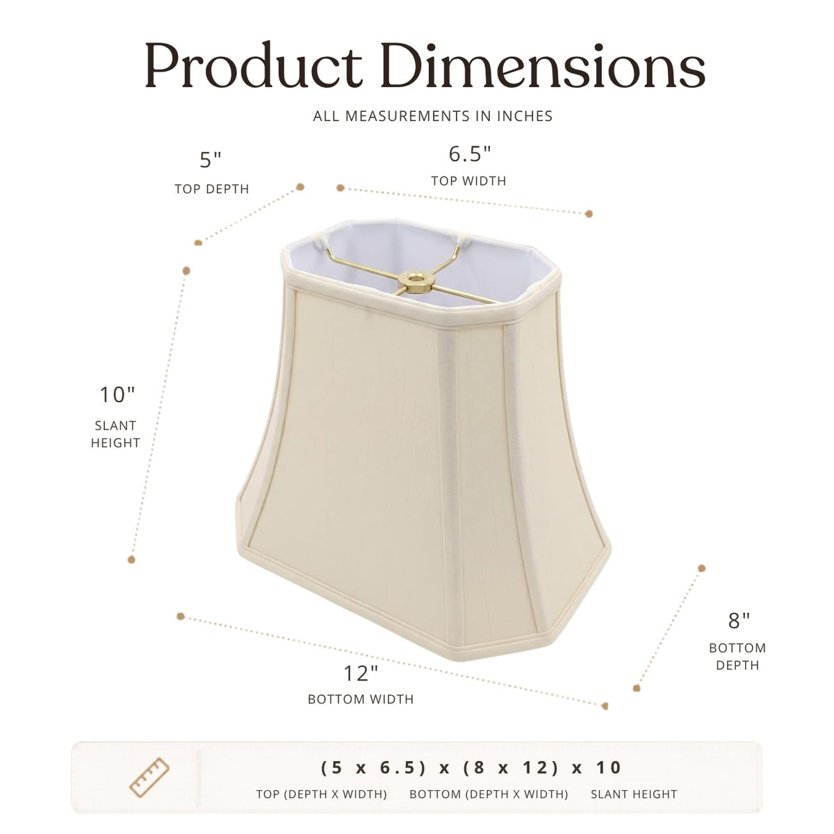 BSO-710-12EG-2 Rectangle Cut Corner Basic Lamp Shade, (5x6.5) x (8x12) x 10, Eggshell, 2-Pack ((5x6.5) x (8x12) x 10 / Eggshell - 2 Pack)