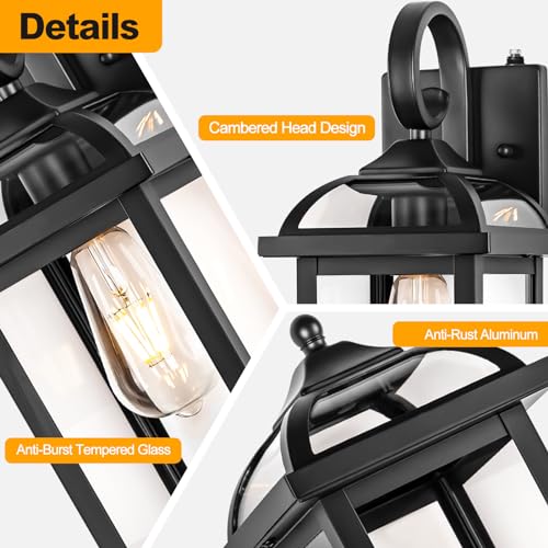 Dusk to Dawn Outdoor Lighting Modern Black 18” Enclosed Bottom (Modern Matte Black / Dusk to Dawn Sensor)