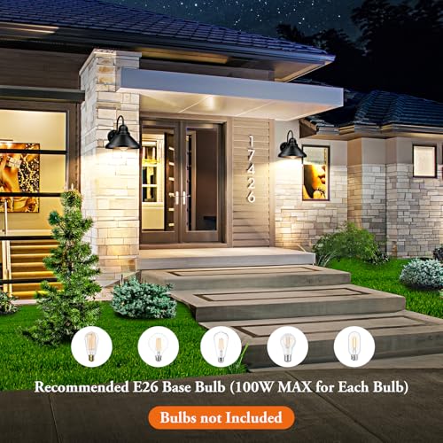 Gooseneck Outdoor Wall Sconces (Black / 10.12IN)