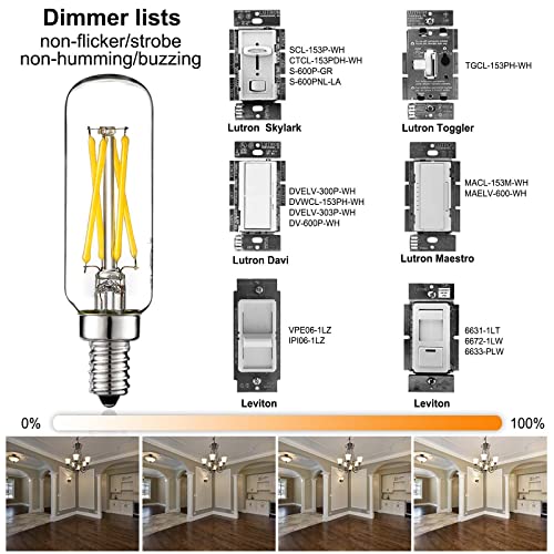 T6 T25 E12 Candelabra Bulb 60 watt (Neutral White 4000k 6w)