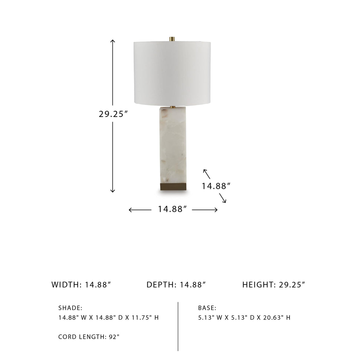 Linderfield Alabaster 3 (White/Gold Finish / Table Lamp)