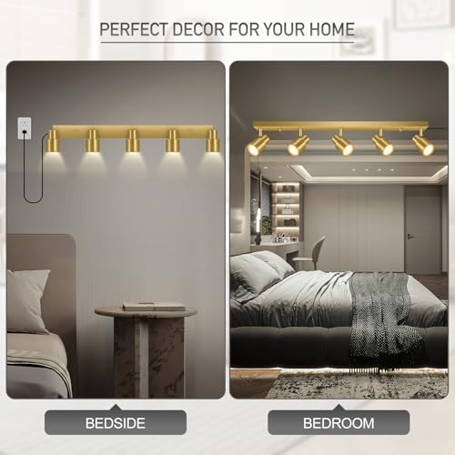Track Lighting Plug in (Gold / 30" 5-Light Track Lighting)