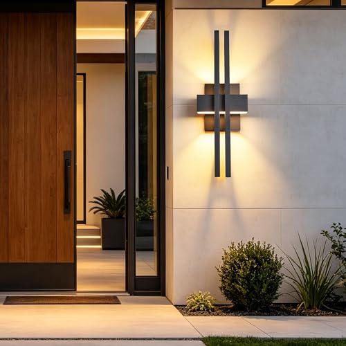 23 INCH Modern Outdoor Wall Light (2Pack Large 23"H Textured Black)