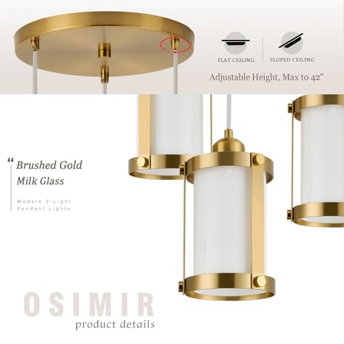 Brushed Gold 3 (Gold + Milk Glass / 3-Light Ceiling Chandelier)