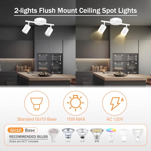 Track Lighting Fixture Ceiling White (White / 11.8" 2 Light Track Light)