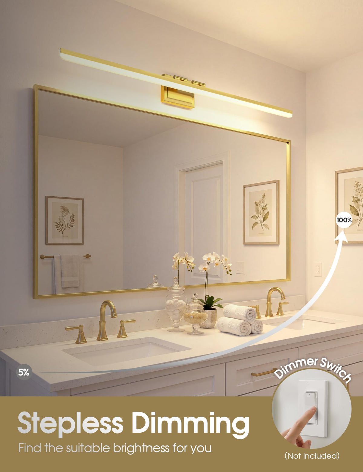 Modern Bathroom Vanity Light 48 inch (Gold / 48 inch)