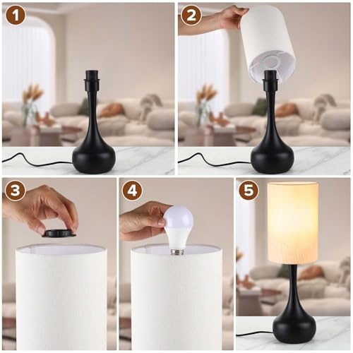 19" Mid Century Modern Droplet Table Lamp with Cylinder Shade