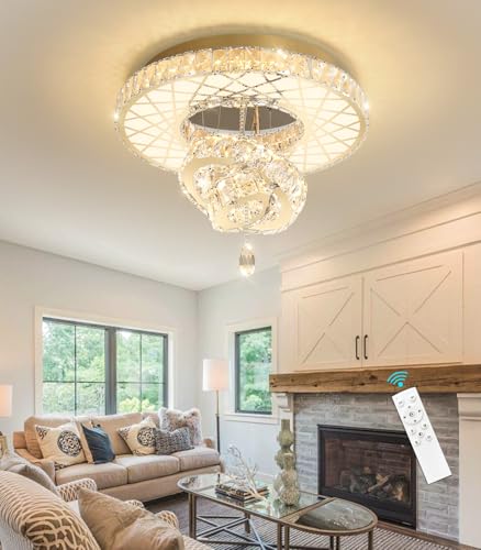 LED Chandelier Modern Ceiling Dimmable Light Fixture Crystal Chandelier for Bedroom Dining Room Gold (20 inch / Gold)