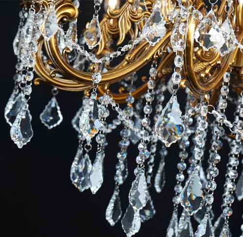 Modern Crystal Chandelier Antique Gold Chandelier Luxury 36.4" (D36.4" - 15 lights)
