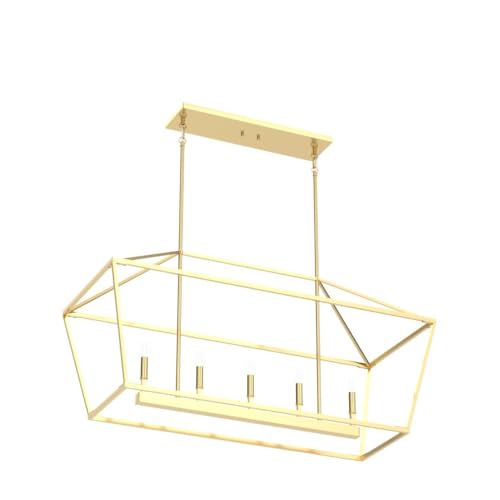 40in Gold Linear Cage Chandelier (Gold)