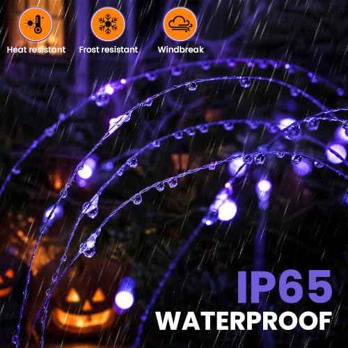 2 Pack Solar Firework Lights Outdoor (2 PACK 120 LEDS / Purple)