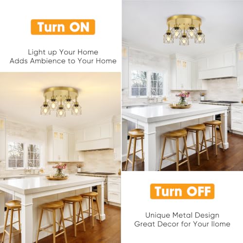 5 Light Semi Flush Mount Ceiling Light (Gold / 5-Light)