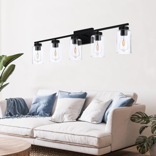5 Light Bathroom Vanity Light Fixtures (5 Lights Black)