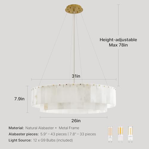 31" Round Alabaster Chandelier (31" Round)