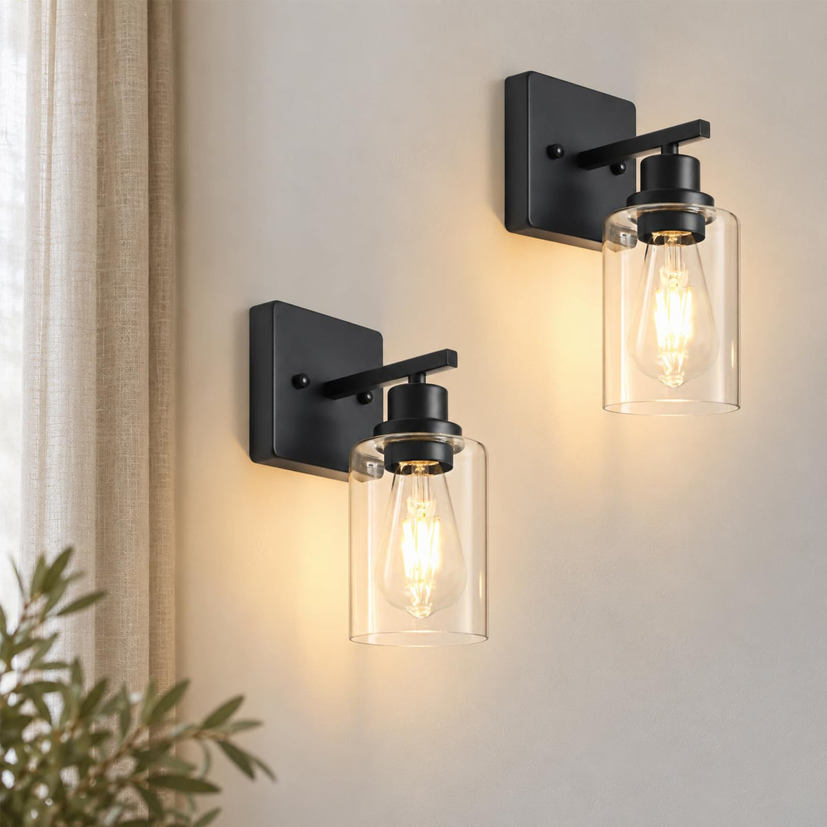 Wall Sconces Set of Two (Black 2ps / 1 Light)