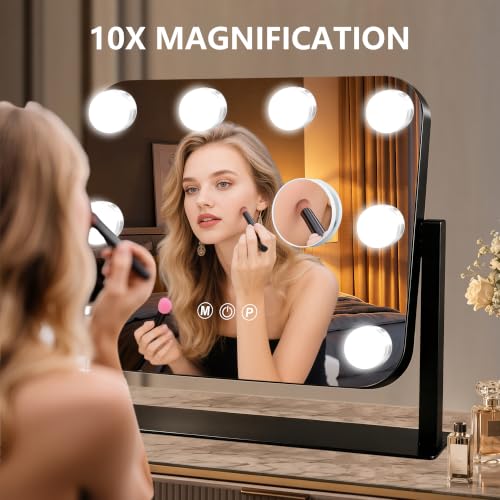 Vanity Mirror with Lights (Black / 14"L x 12"W)