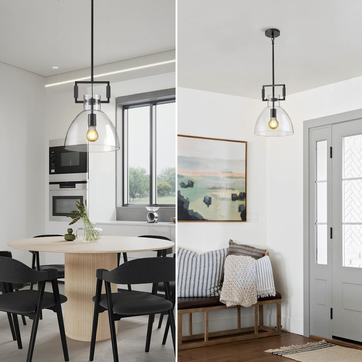10 '' Modern Large Black Kitchen Island Pendant Light (Blak-10-In)