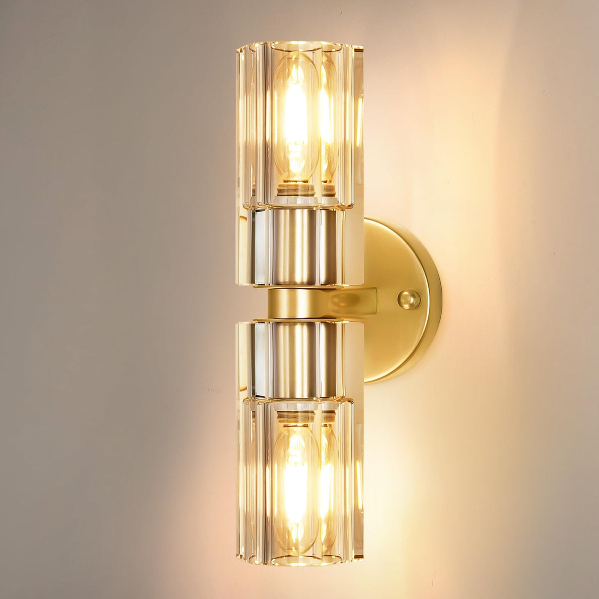 Brass Bathroom Vanity Wall Sconces (Brass-Crystal / 13"-1 Pack)