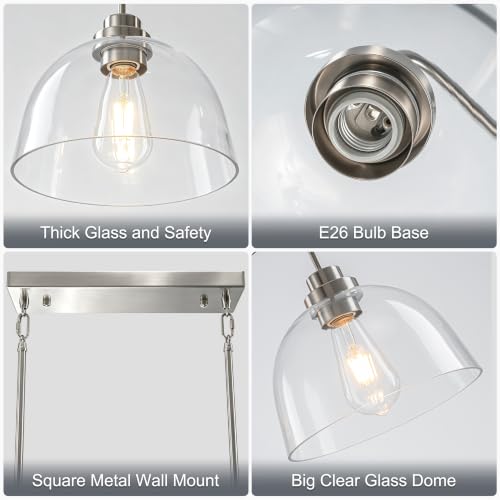Island Light for Kitchen 39.37" Dining Room Light Over Table Brushed Nickel (Brushed Nickel / 3 Light)