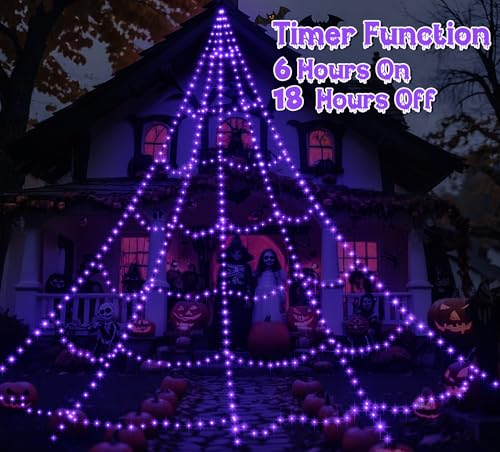 Spider Web Lights for Halloween Decorations Outdoor