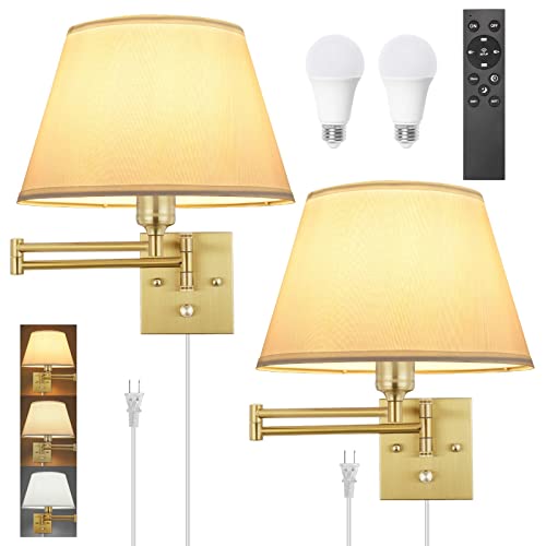 Remote Control Dimmable Wall Sconce (Gold-Remote / Large)