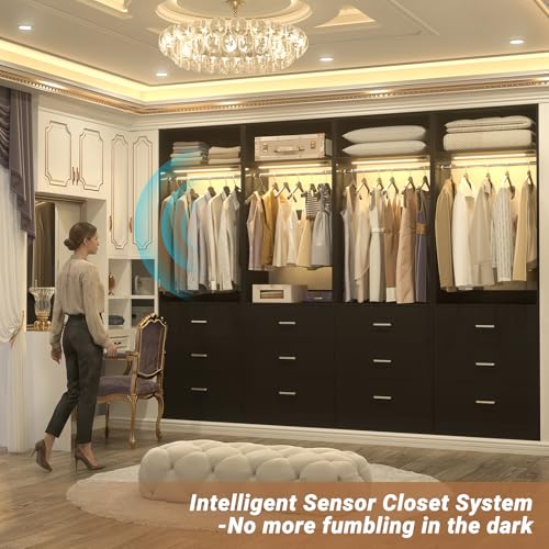 Freestanding Closet Systems with 4 Motion Sensor LED Lights (Black / 4 Set)