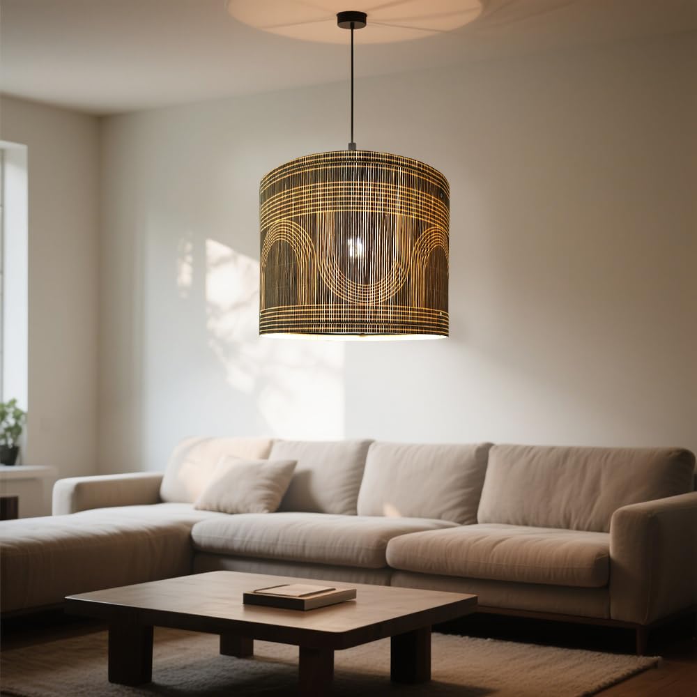 Modern lamp Shade Bamboo Material Art Deco 11.8 * 9.05Inch (Green & Arch Mix)