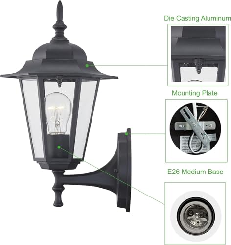 2 Pack Outdoor Wall Light (2 Pack / Black)