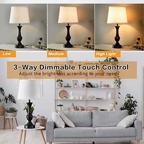 Touch Table Lamps Set of 2 (Black, White / 22in)