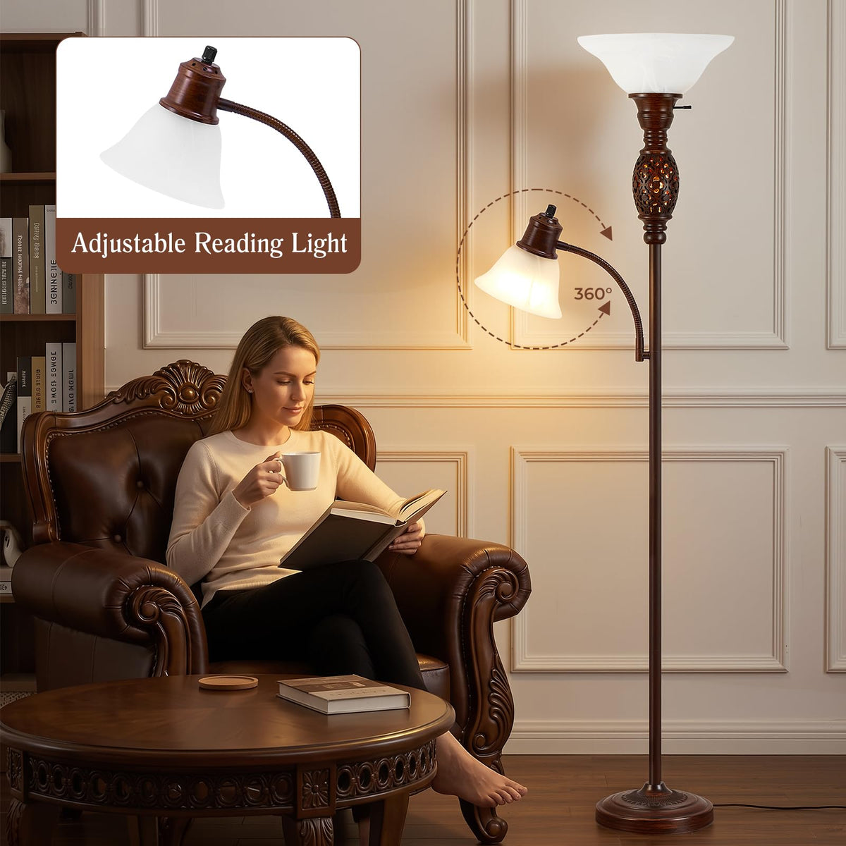70" Floor Lamp with Night Light (Brown 2)