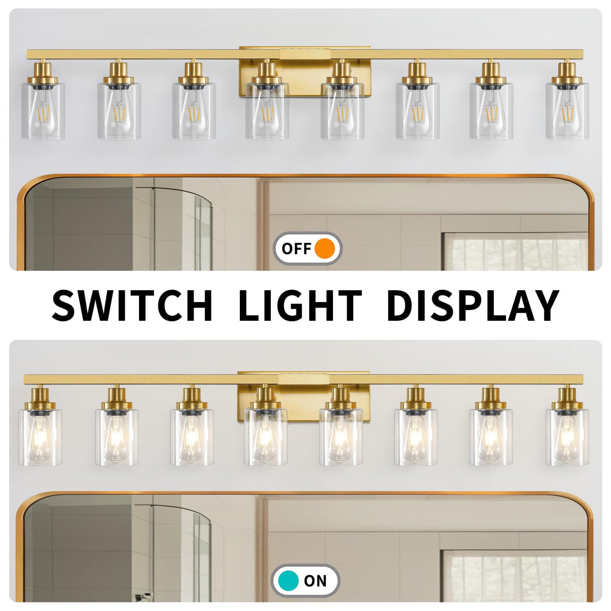 8 Light Gold Vanity Lights Over Mirror Bathroom Light Fixtures 52" (Gold / 8-light)