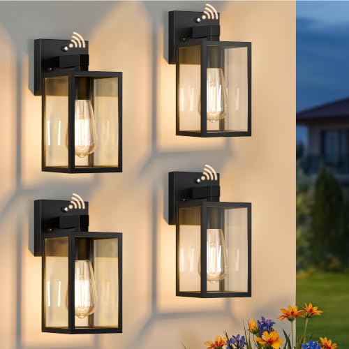 4 Pack Dusk to Dawn Outdoor Wall Light Fixtures (Black)