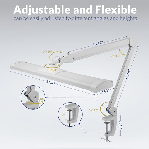 Ultra Bright 4500 Lumens Powerful Professional Eye Care LED Desk Lamp (White)