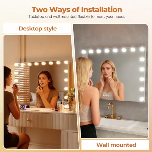 Vanity Mirror Makeup Mirror with Lights (White-18 Bulbs)
