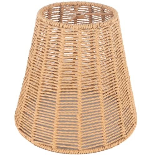 Boho Rattan Lamp Shade 5" Top X 10" Bottom X 9" Vertical Height (5X10X9)
