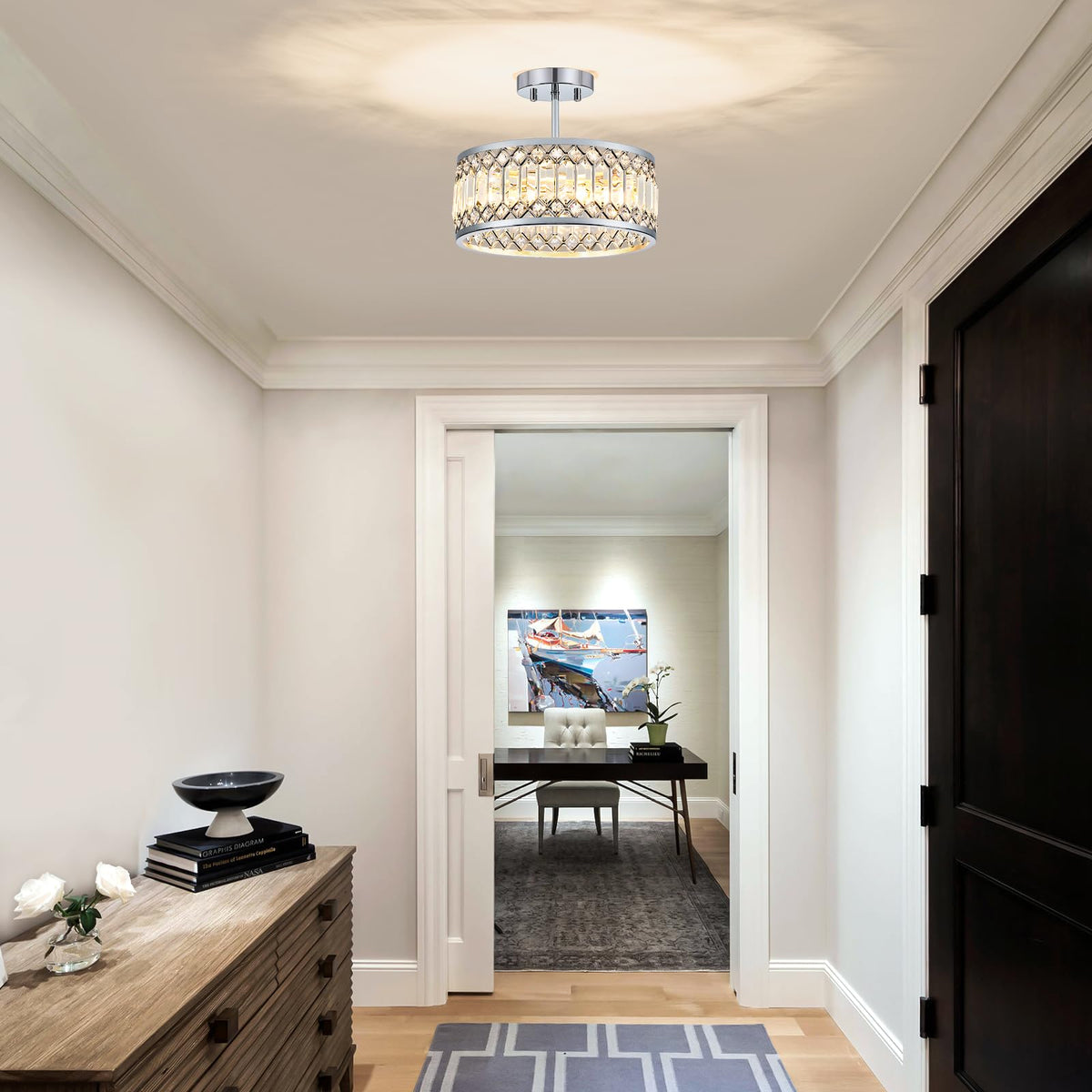 Crystal Chrome Ceiling Light (Chrome / 12 Inch)