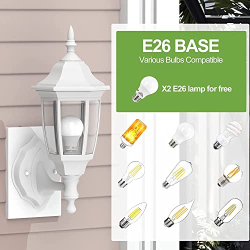 Plastic Outdoor Wall Light Fixtures (White / No Sensor-Plastic)
