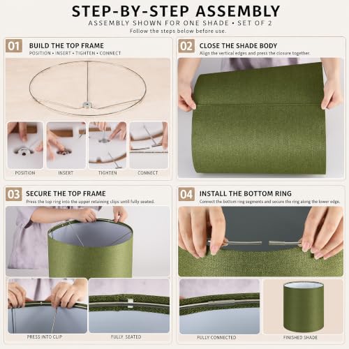 Large Sage Green Lamp Shades Set of 2 (Sage Green / 14"×15")