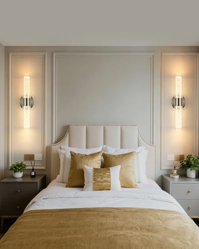 Battery Operated Crysta Wall Sconces Set of 2 (Brushed Nickel / 2Pack)