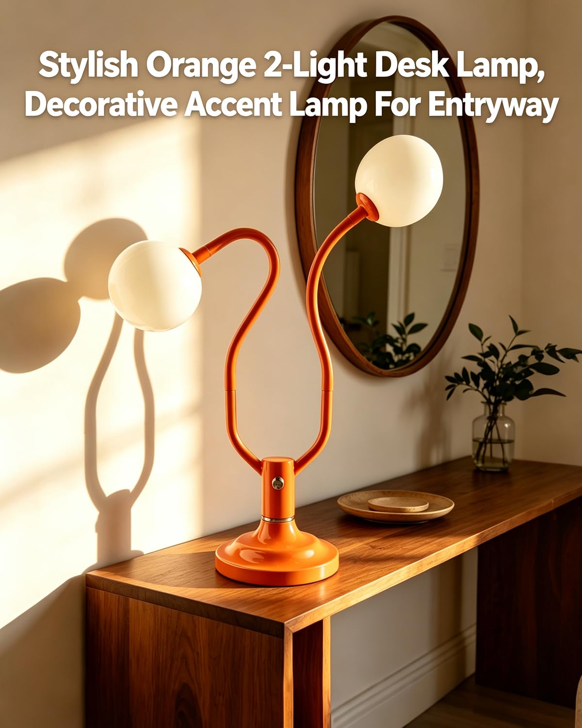 Orange Globe Table Lamp Dimmable Magic DIY Arms G9 Bulbs Included (14-Orange-Globe-2U-Magic DIY Arms)