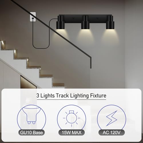 Plug in Track Lighting LED (Black / 15.7" 3-Light Track Lighting)