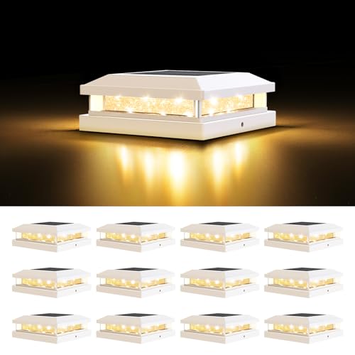 4x4 5x5 Solar Post Cap Lights Outdoor 12 (White / 12 Pack)