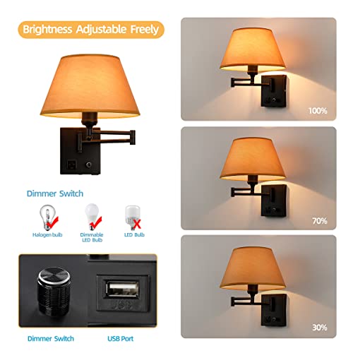 Swing Arm Wall Sconces (Black. Gold Shadow)