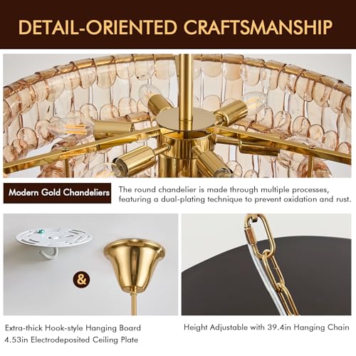 23in Large Chandelier Gold (Round Amber & Gold Chain / 23.6in)