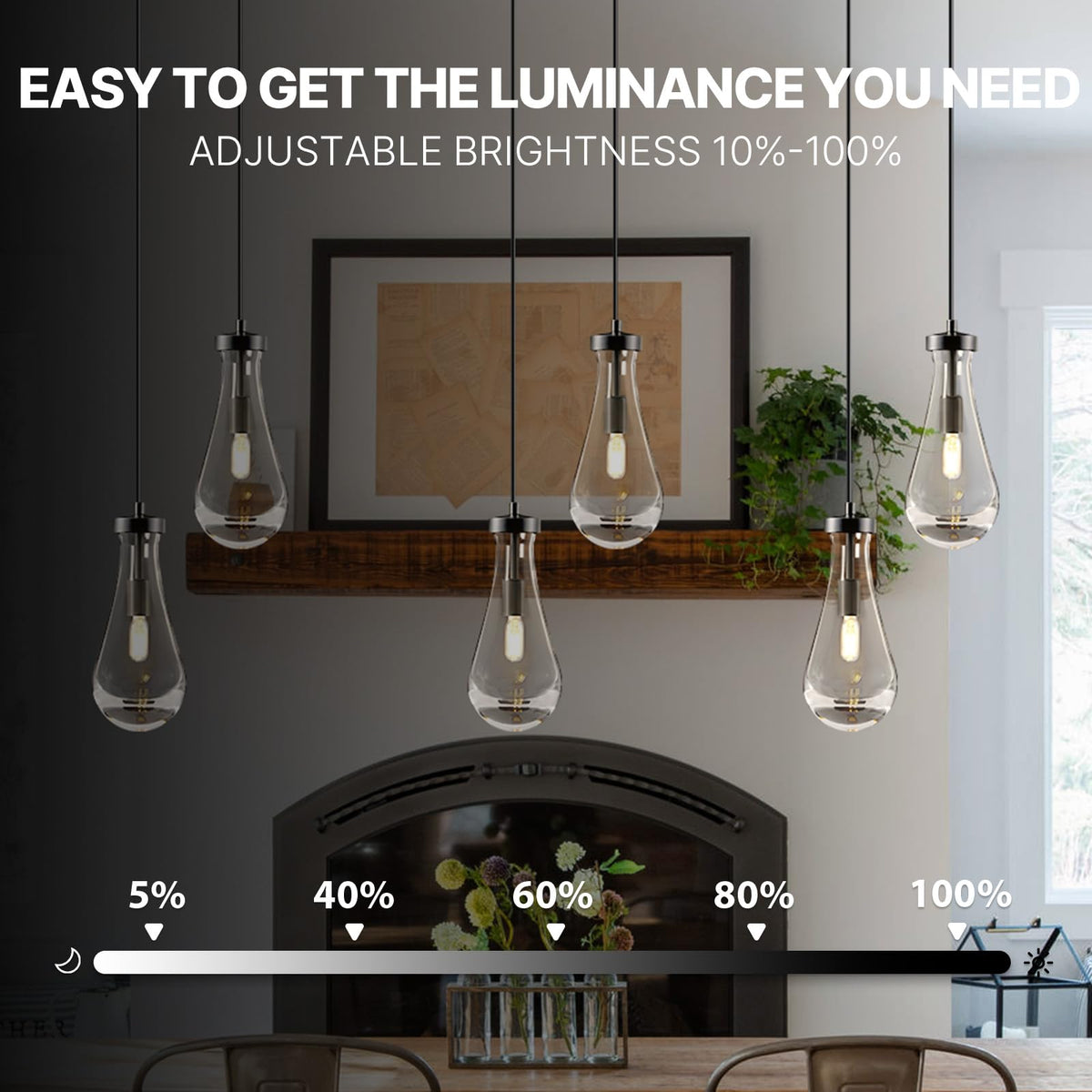 Raindrop Pendant Light Fixtures of 2 Lights (Black / 2 Head)