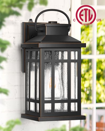 Dusk to Dawn Outdoor Lighting (Black(Gold Trim) / Dusk to Dawn Sensor-2 Pack)