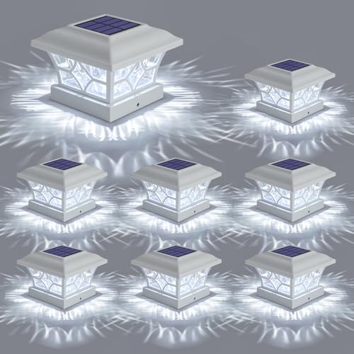 Solar Post Cap Lights 8 Pack with 1000mAh Battery (White / 8 Pack)